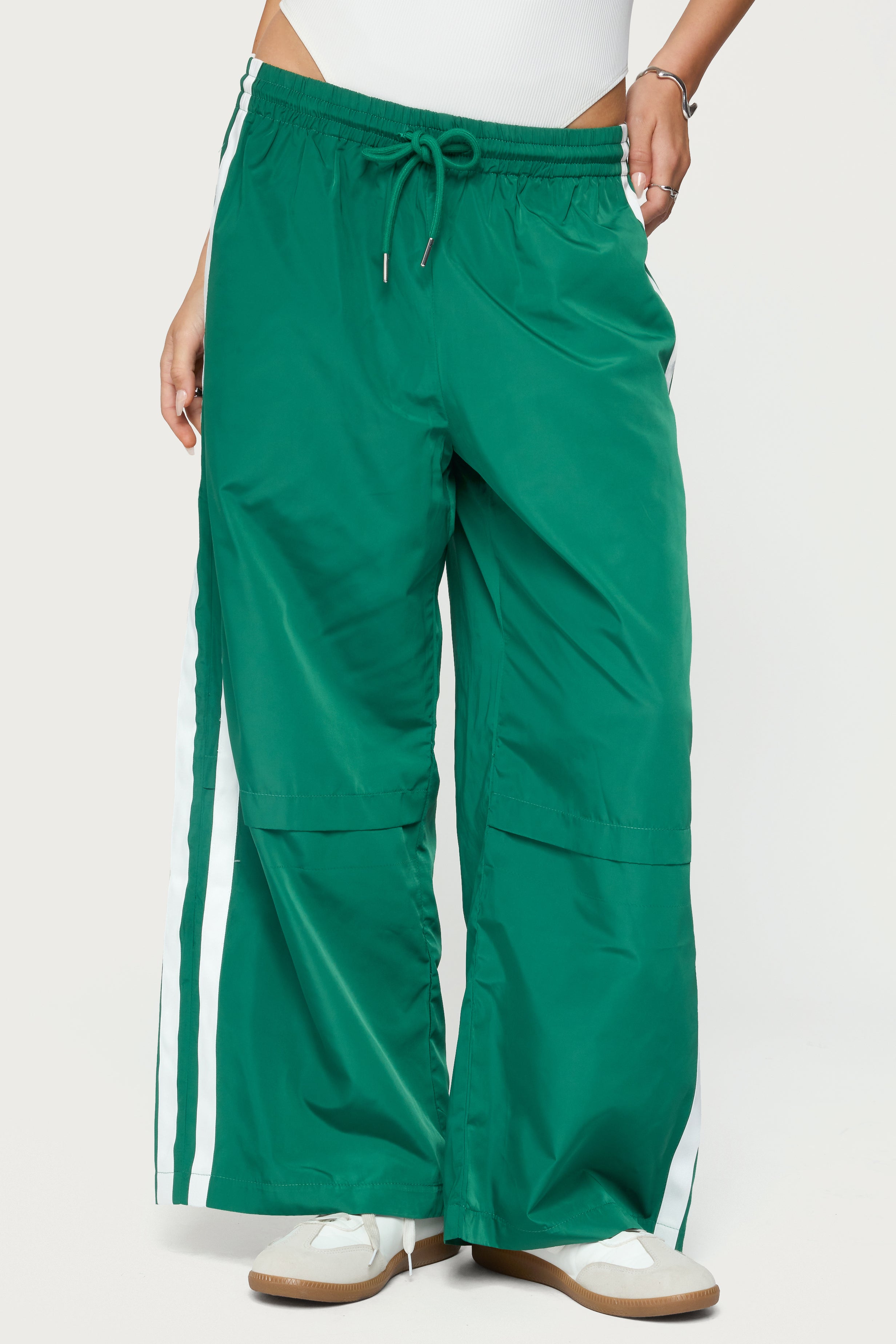 Petite Fauna Nylon Track Pants - GREEN