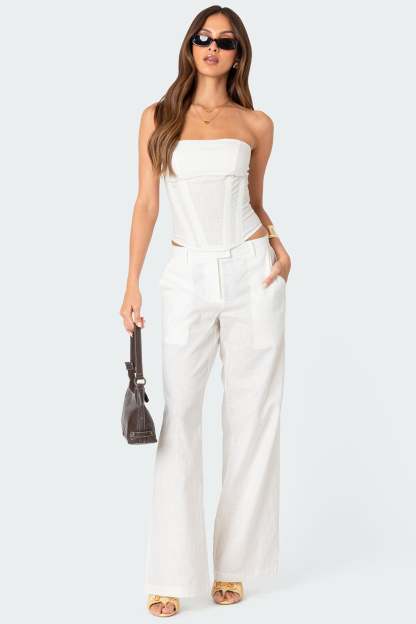 Arya Linen Look Pants - CREAM