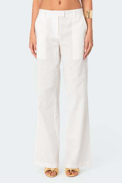 Arya Linen Look Pants - CREAM