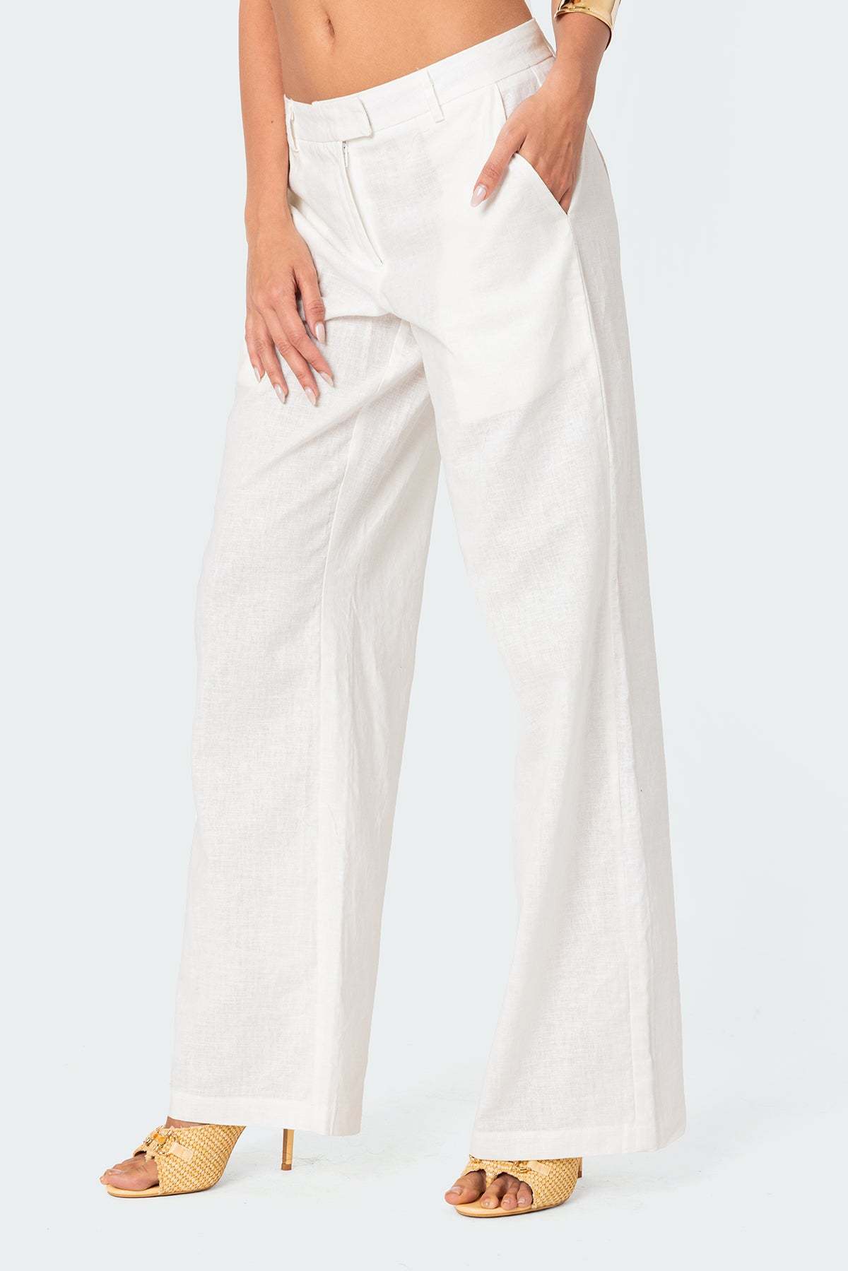 Arya Linen Look Pants - CREAM