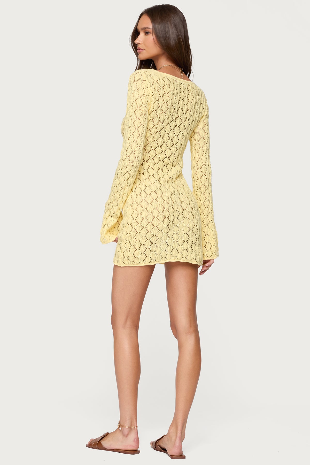 Brie Cut Out Crochet Mini Dress - YELLOW