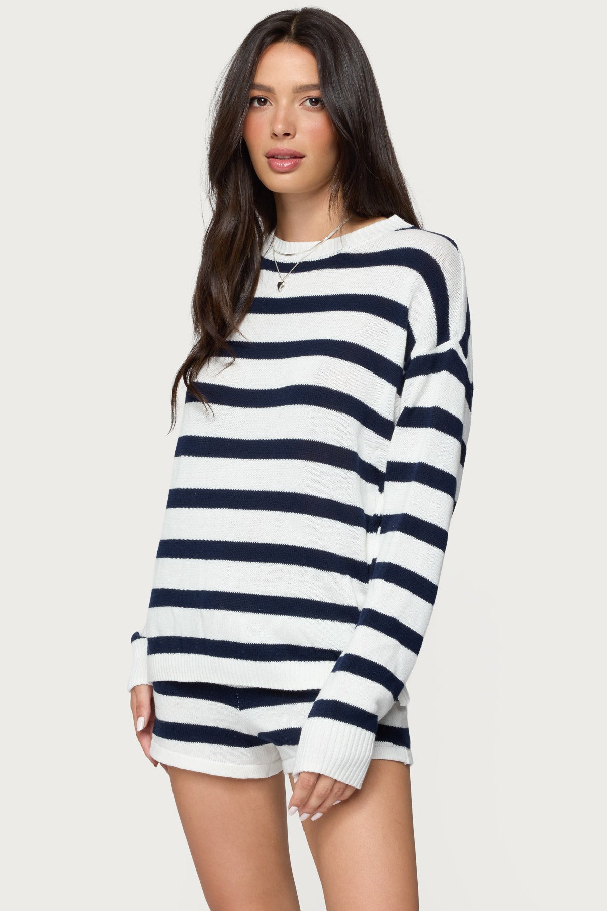 Amaris Oversized Striped Sweater - NAVY