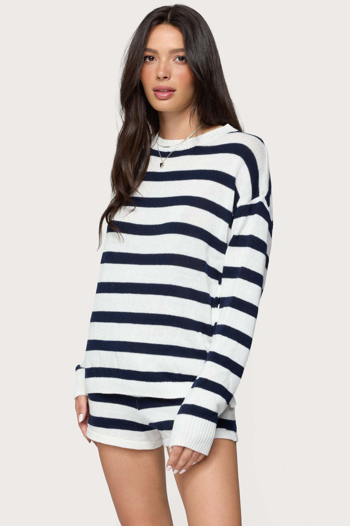 Amaris Oversized Striped Sweater - NAVY