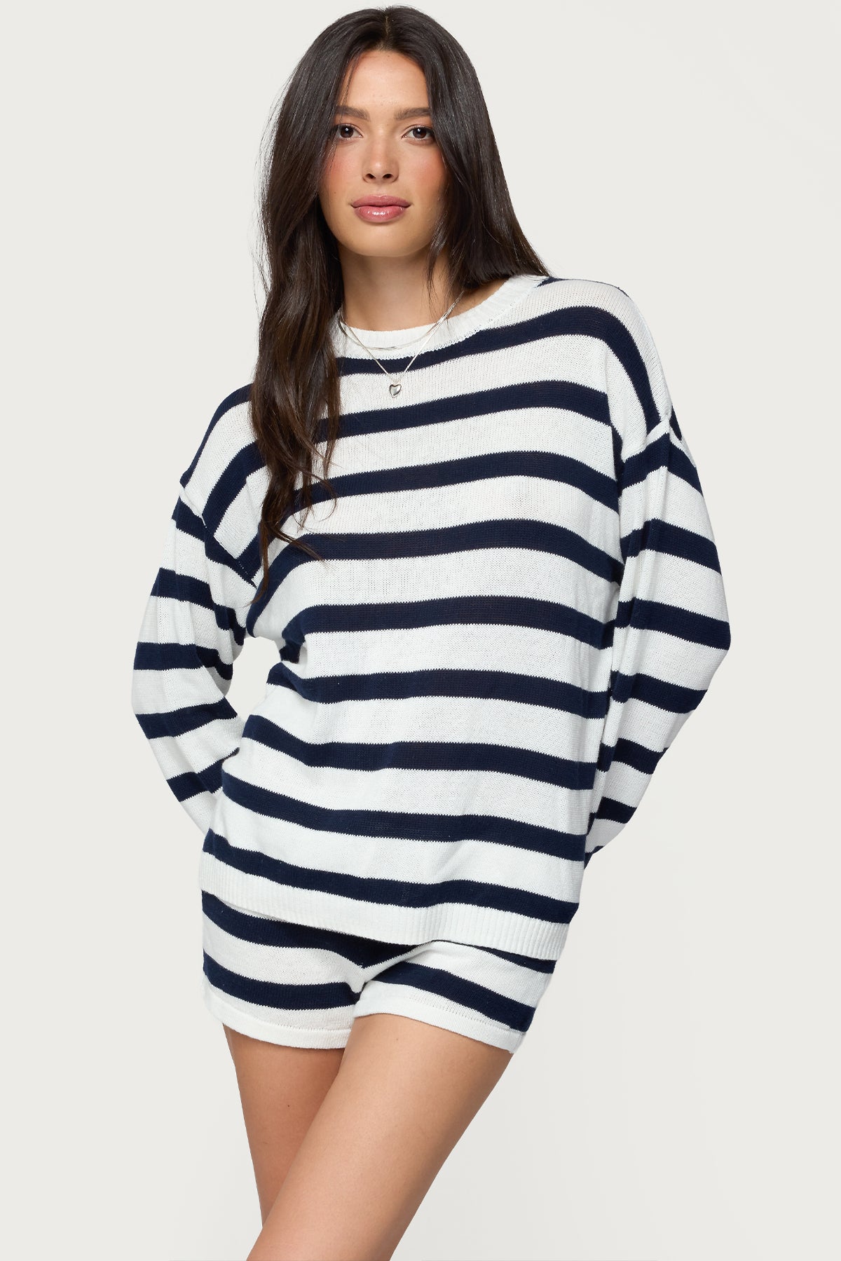 Amaris Oversized Striped Sweater - NAVY