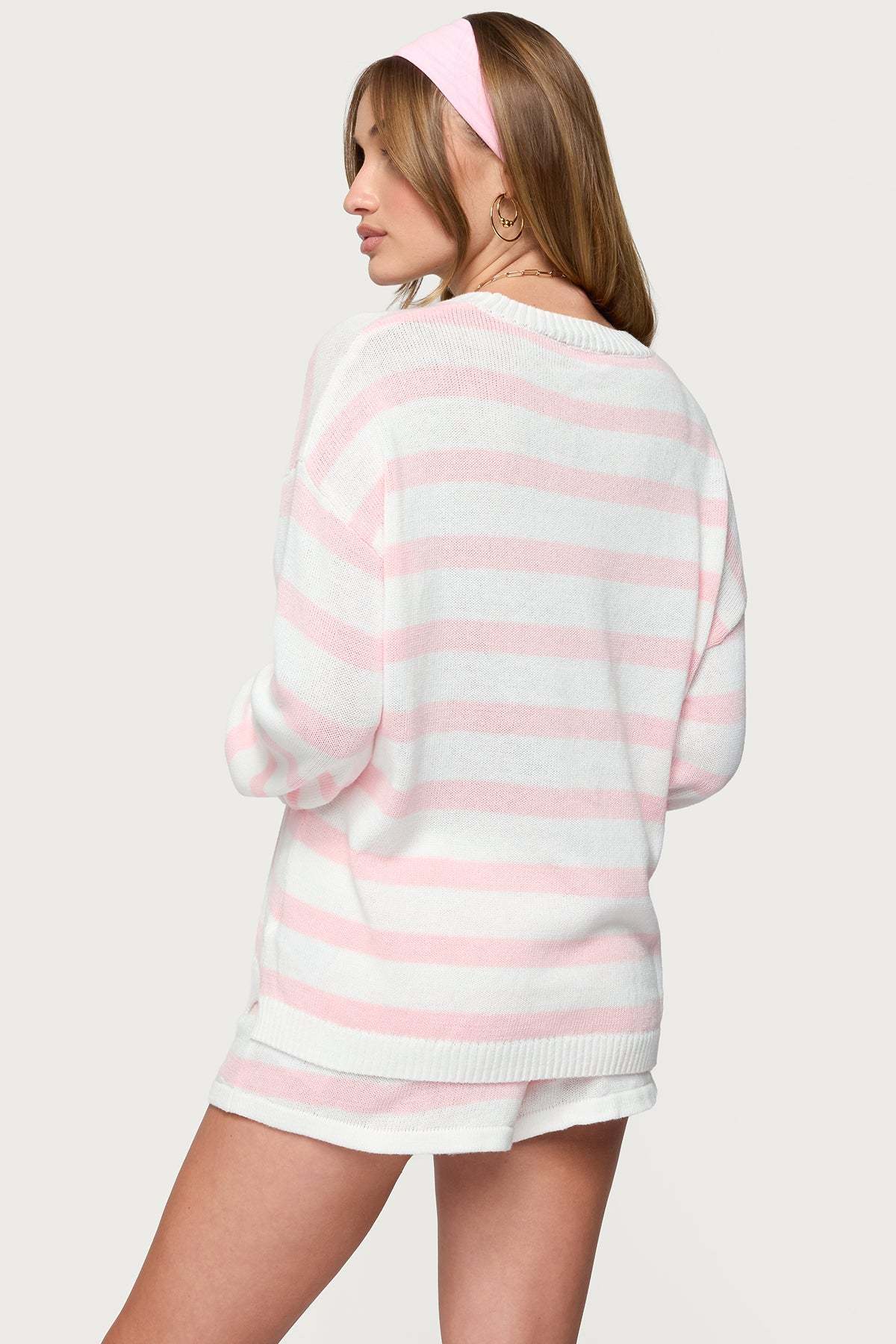 Amaris Oversized Striped Sweater - LIGHT PINK