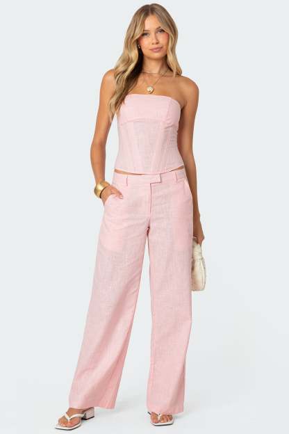 Arya Linen Look Pants - LIGHT PINK