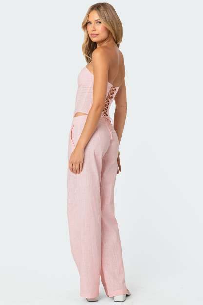Arya Linen Look Pants - LIGHT PINK