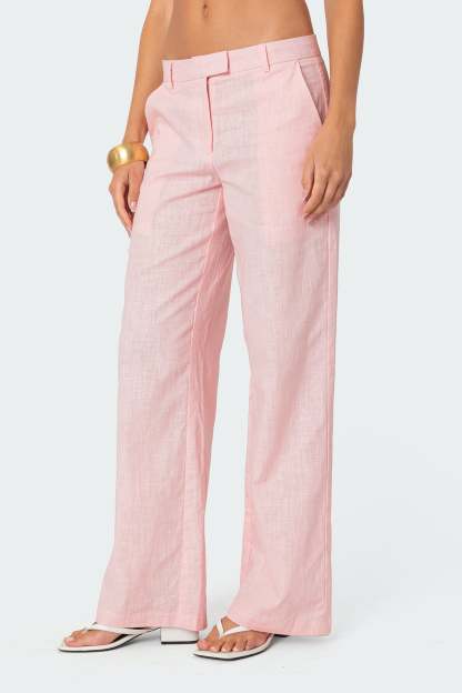 Arya Linen Look Pants - LIGHT PINK