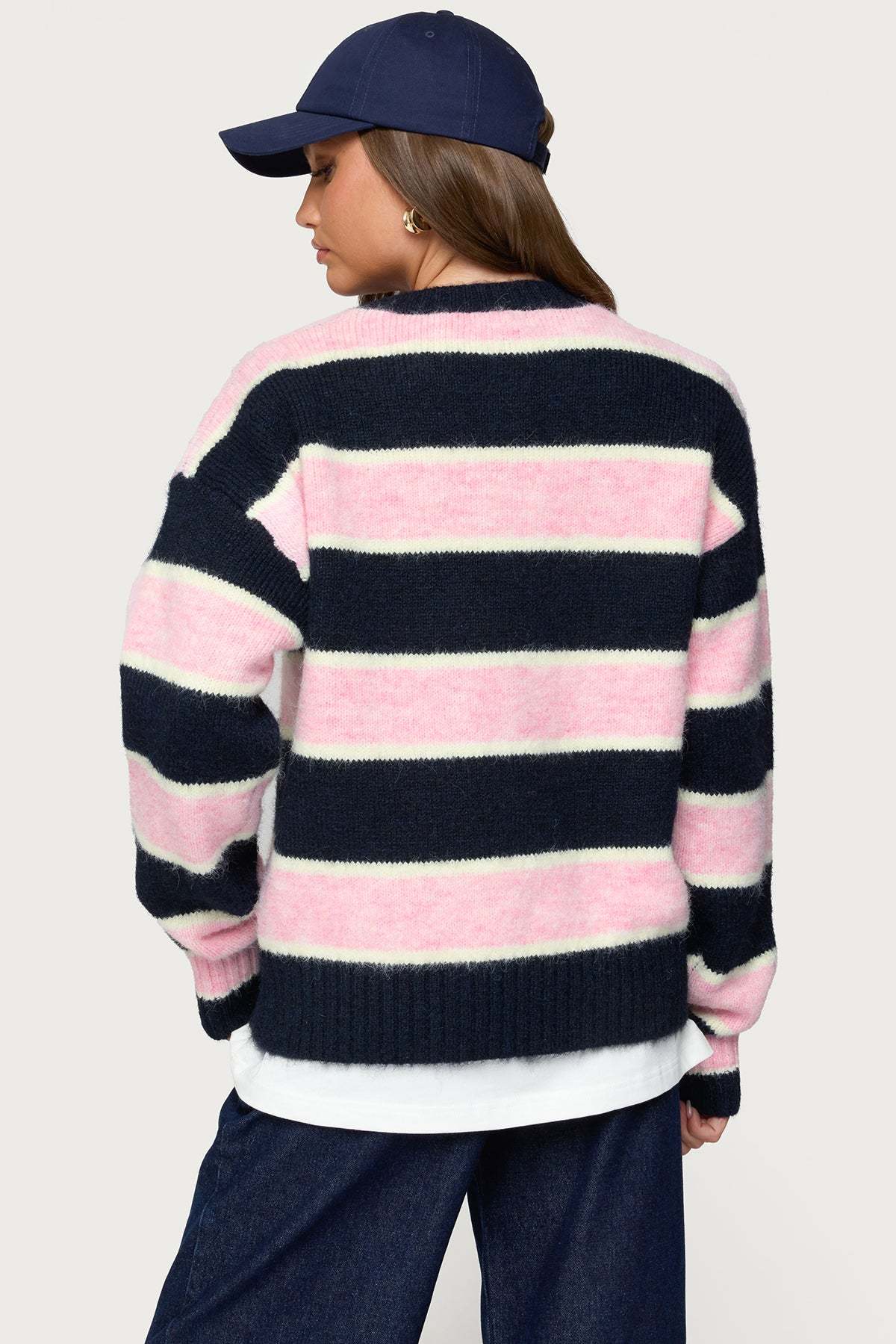 Conrad Striped Sweater - NAVY AND PINK