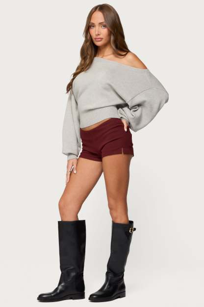 Ravenna Off Shoulder Sweater - LIGHT GRAY MELANGE