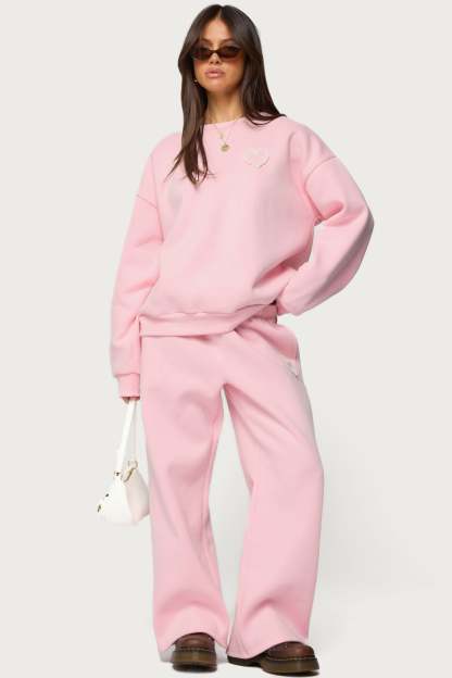 Love Edikted Wide Leg Sweatpants - LIGHT PINK