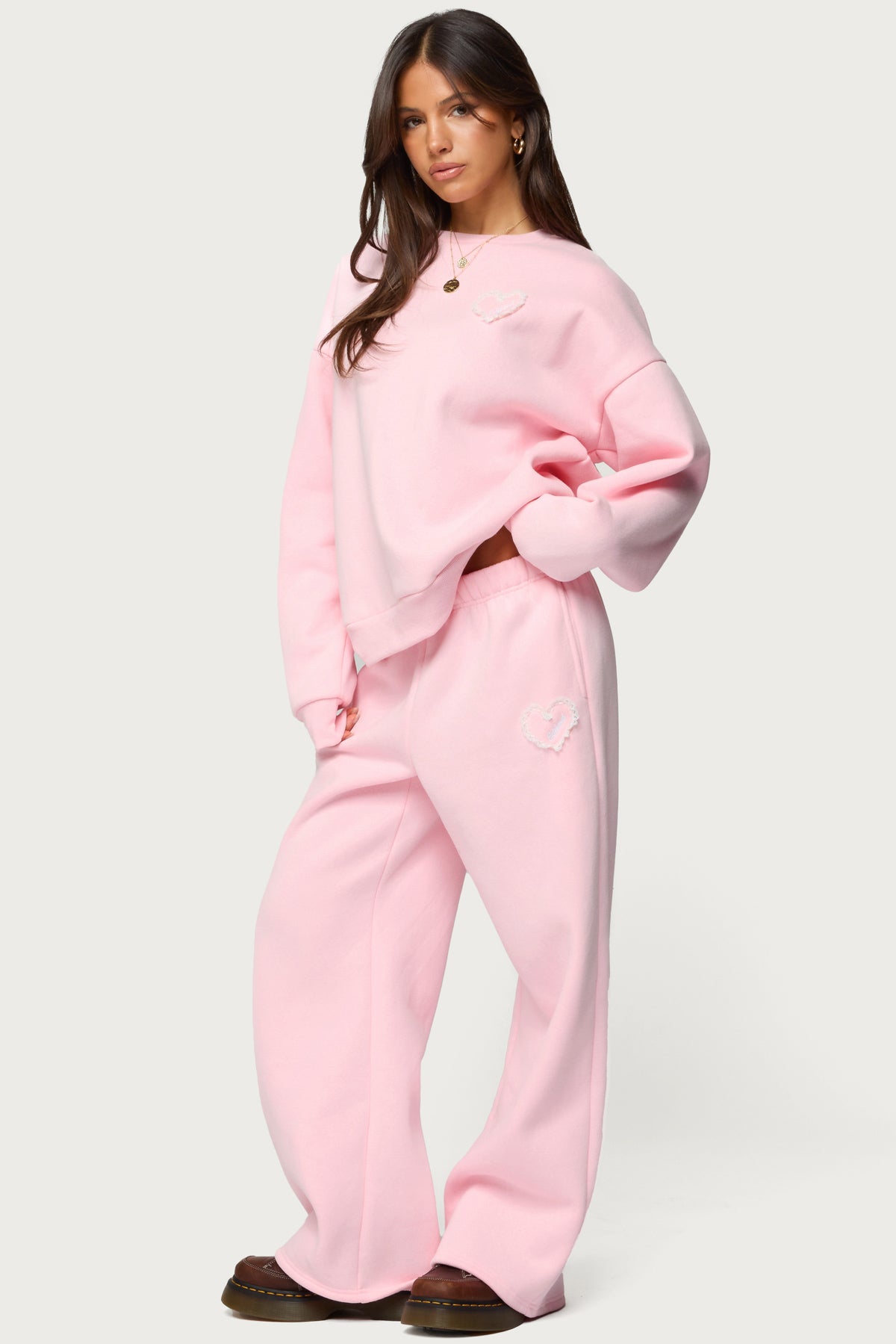 Love Edikted Wide Leg Sweatpants - LIGHT PINK