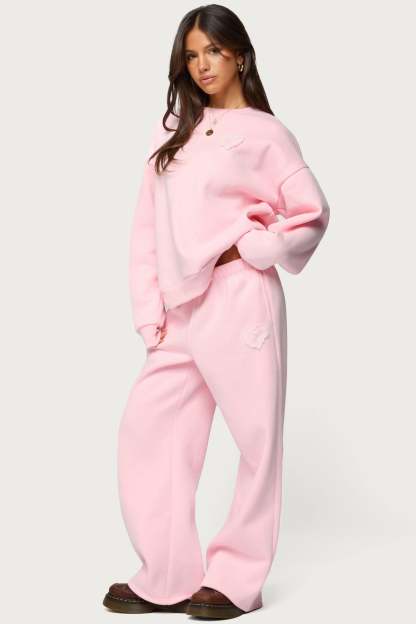 Love Edikted Wide Leg Sweatpants - LIGHT PINK