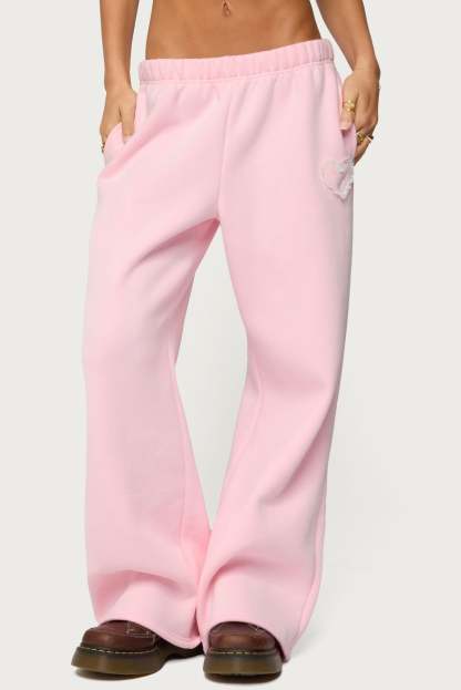 Love Edikted Wide Leg Sweatpants - LIGHT PINK