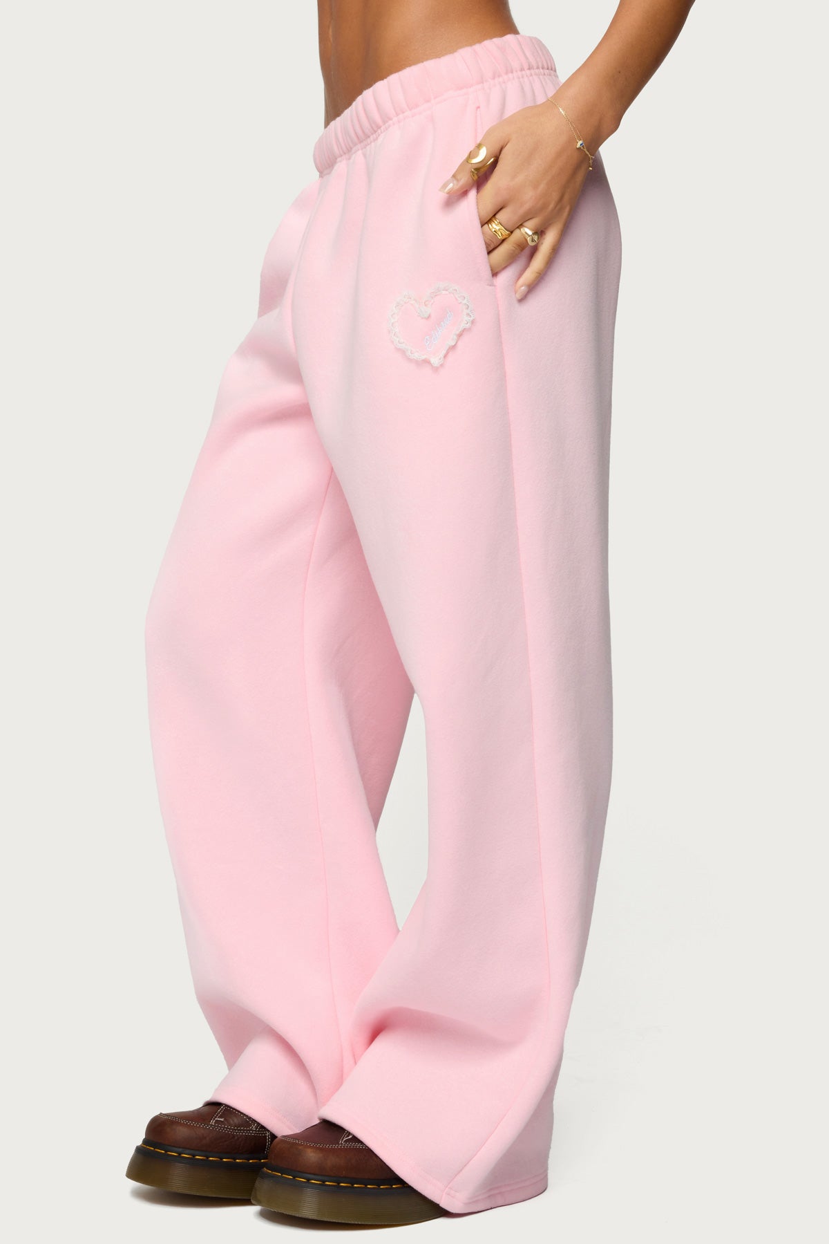 Love Edikted Wide Leg Sweatpants - LIGHT PINK