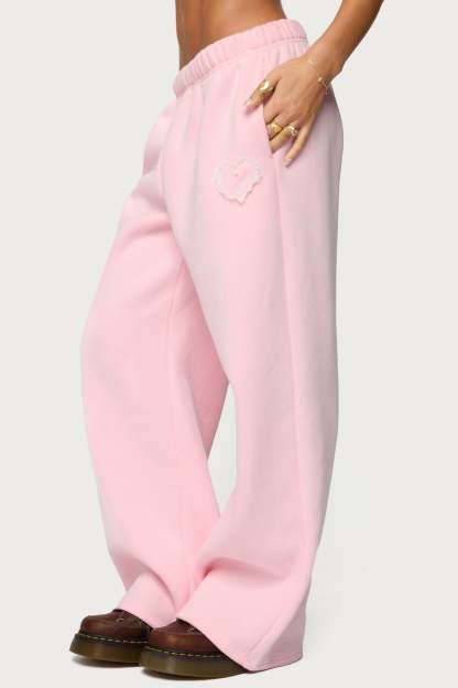 Love Edikted Wide Leg Sweatpants - LIGHT PINK
