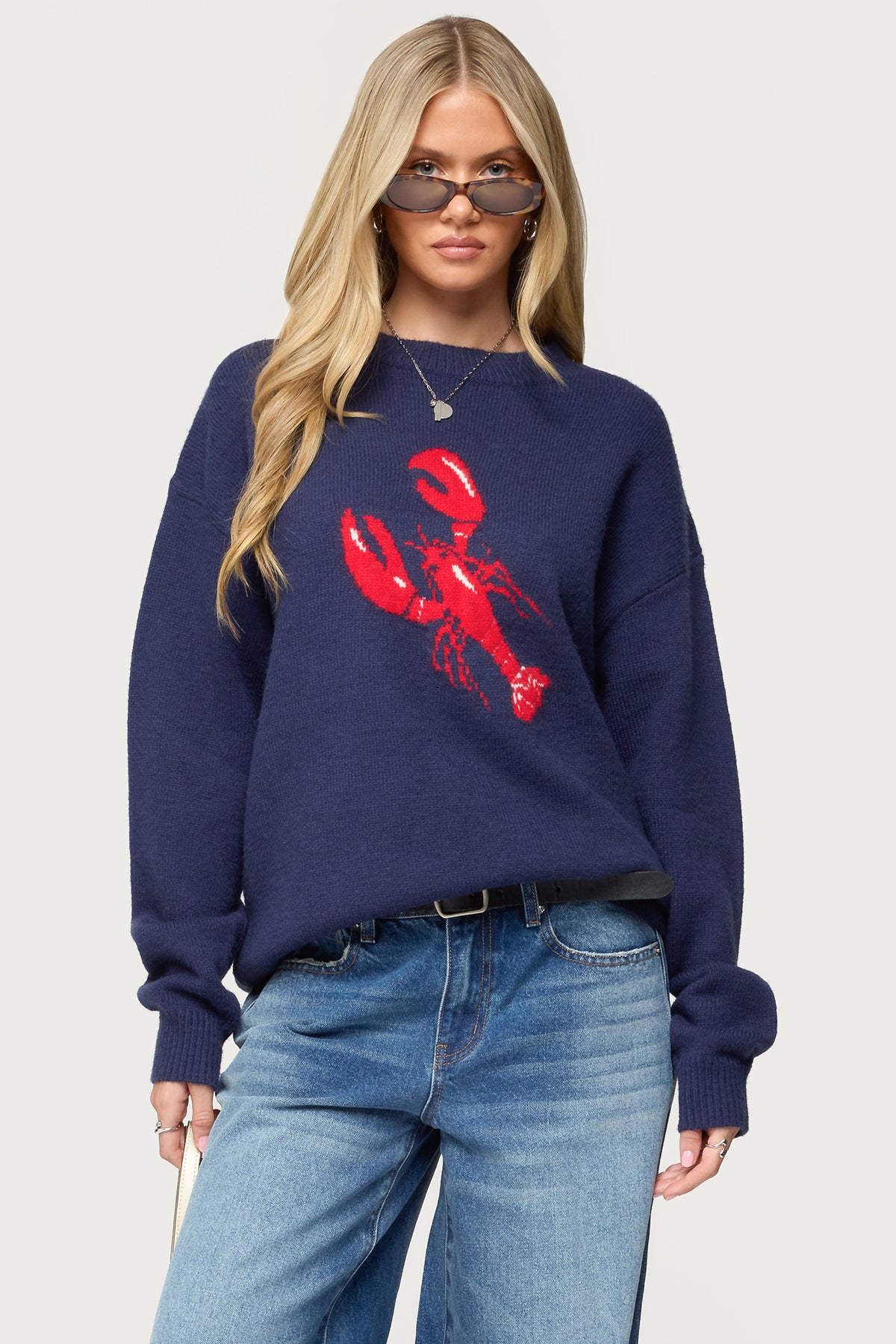 Don't Be Shellfish Knit Sweater - NAVY