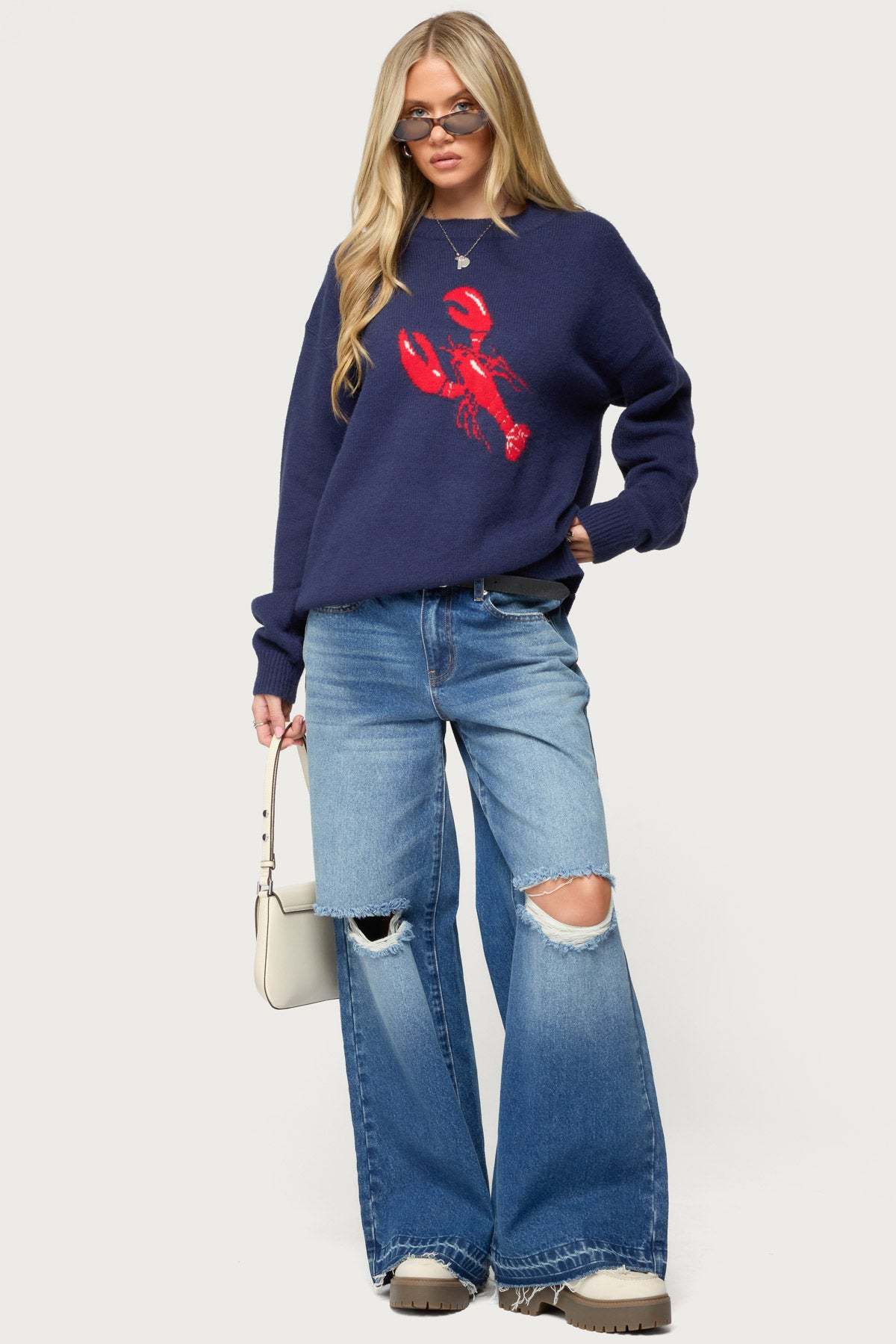 Don't Be Shellfish Knit Sweater - NAVY