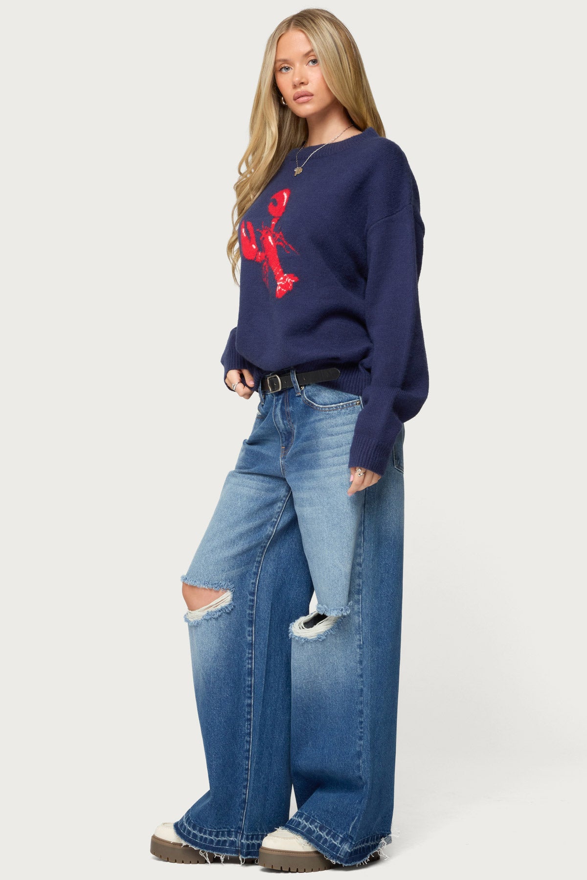 Don't Be Shellfish Knit Sweater - NAVY