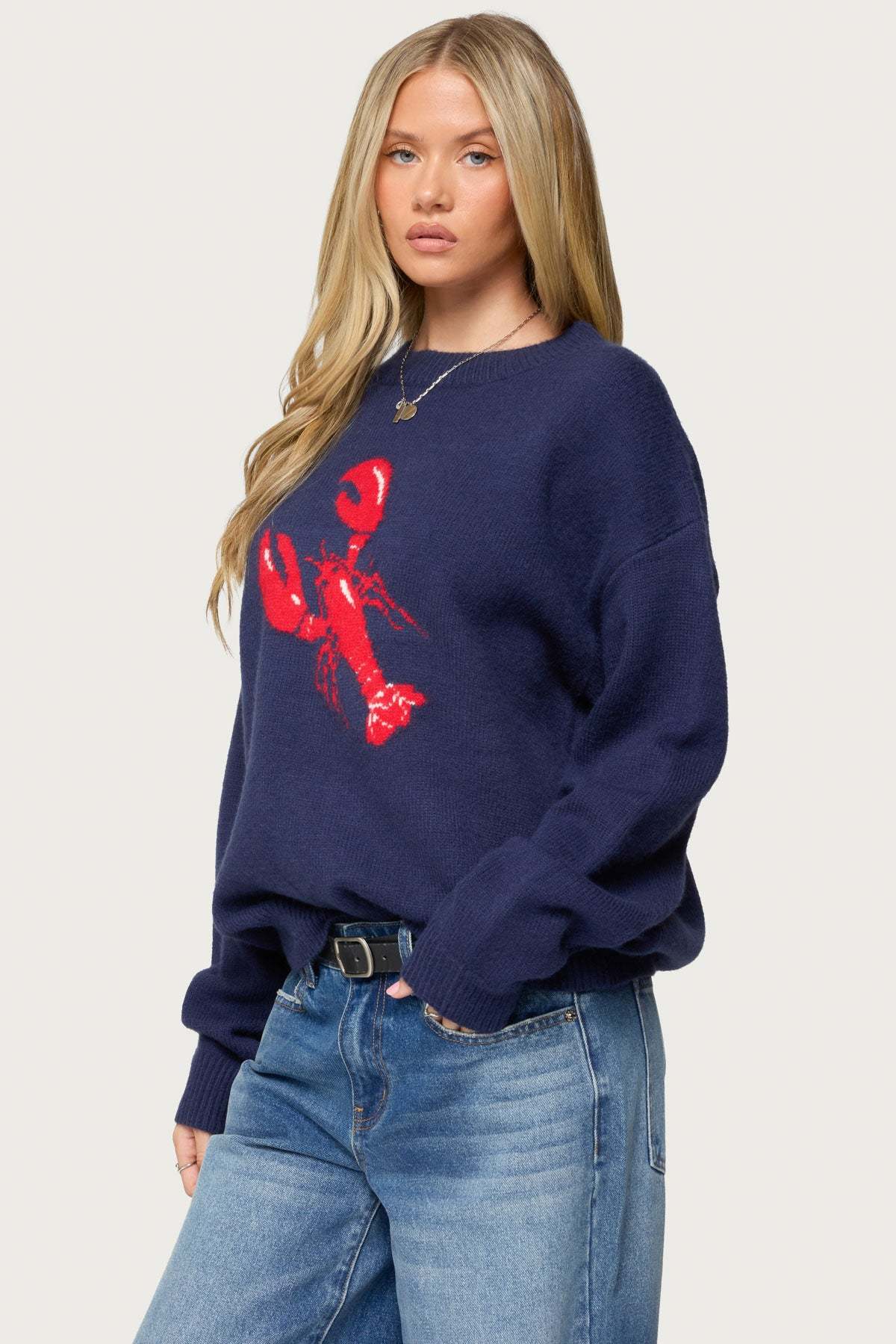 Don't Be Shellfish Knit Sweater - NAVY