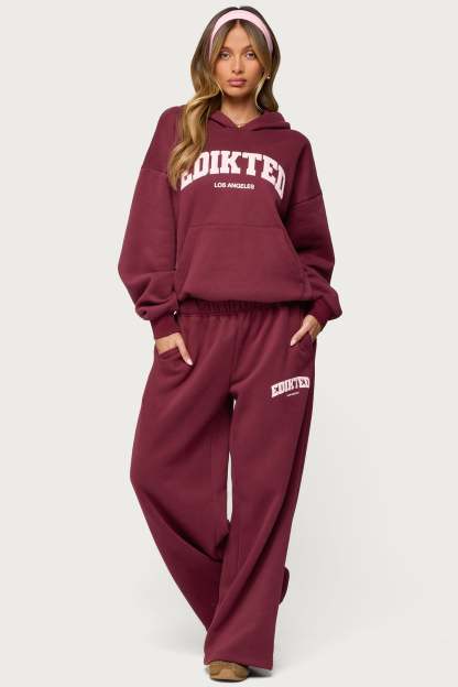 Edikted LA Sweatpants - BURGUNDY