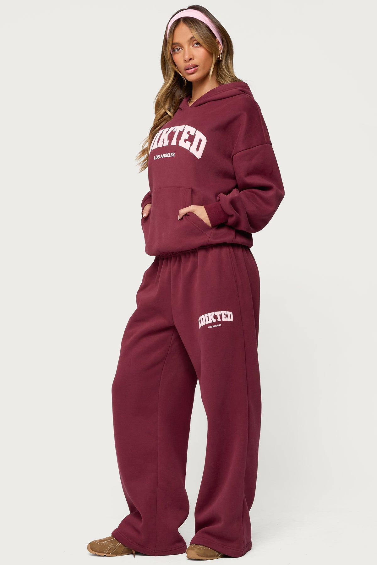 Edikted LA Sweatpants - BURGUNDY