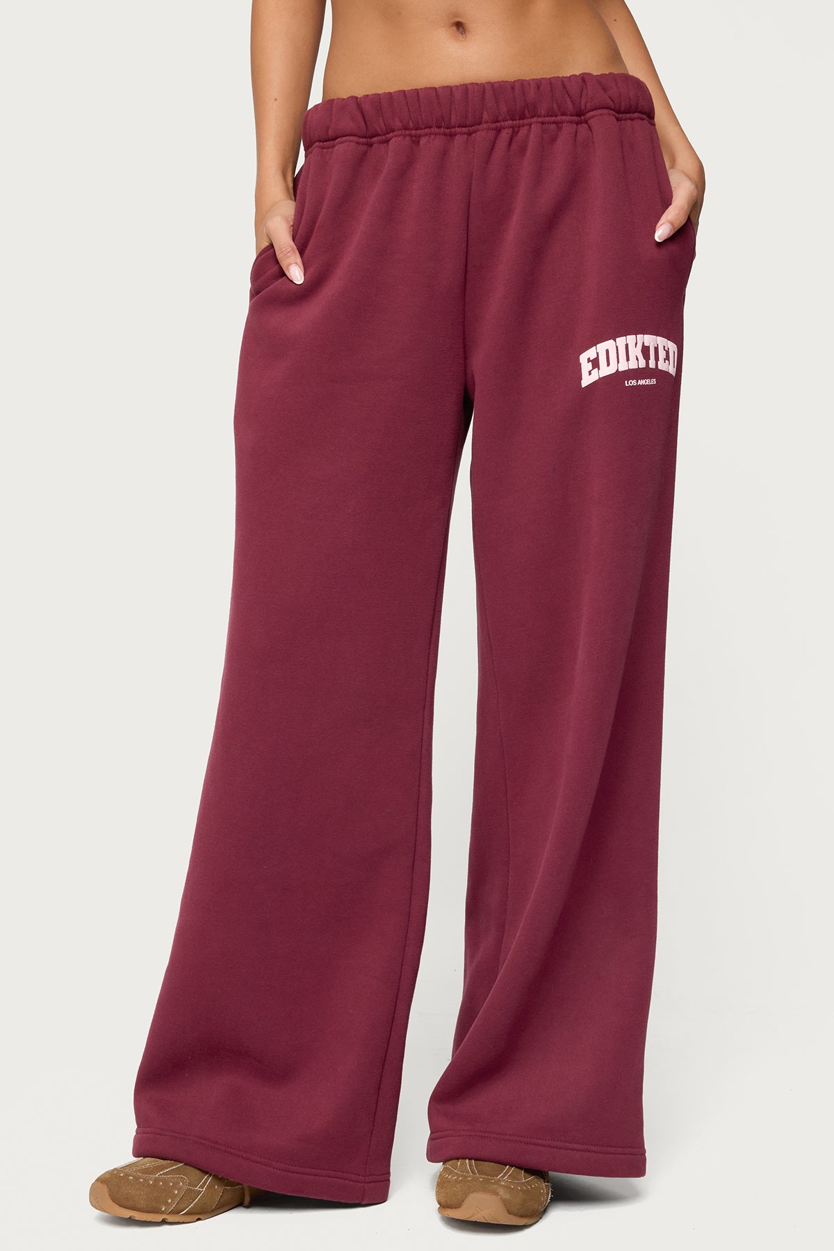 Edikted LA Sweatpants - BURGUNDY