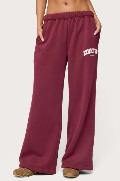 Edikted LA Sweatpants - BURGUNDY