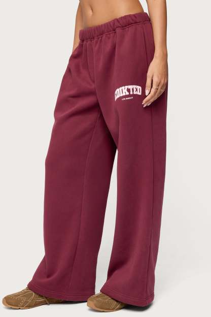 Edikted LA Sweatpants - BURGUNDY