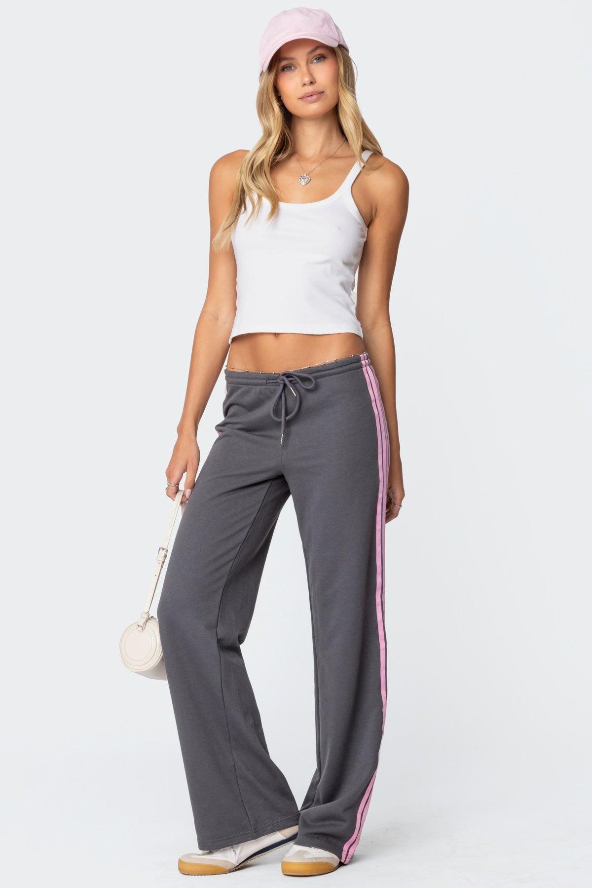 Averie Contrast Striped Sweatpants - GRAY