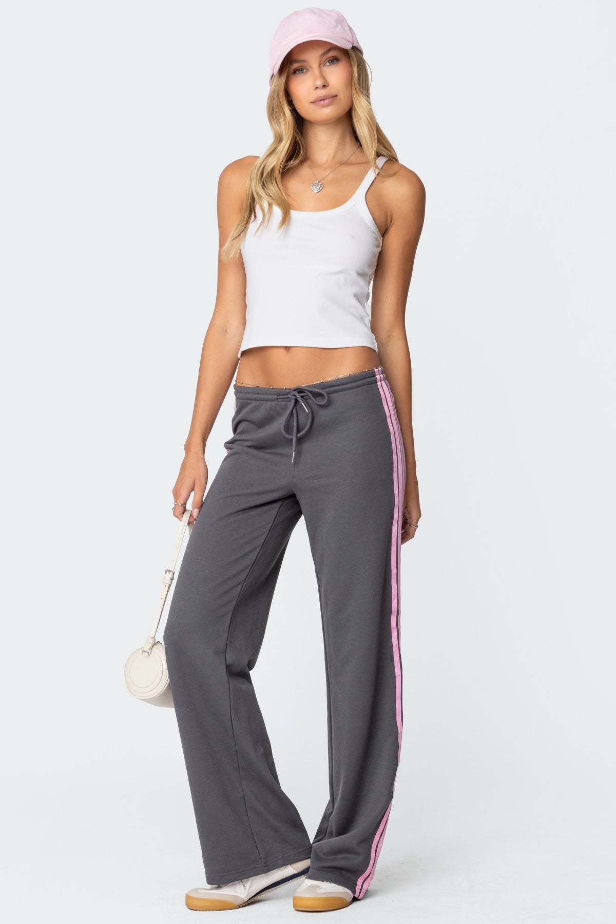 Averie Contrast Striped Sweatpants - GRAY