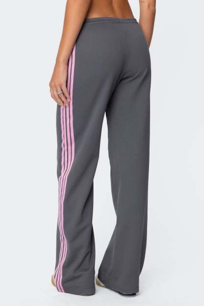 Averie Contrast Striped Sweatpants - GRAY