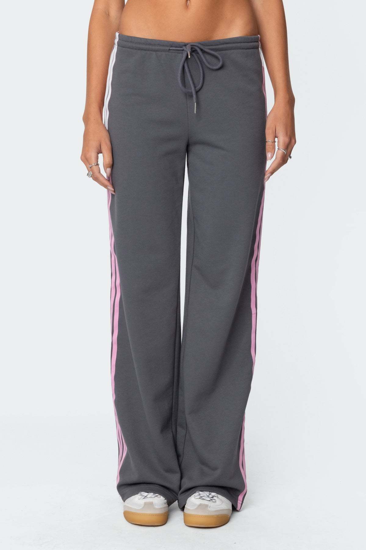 Averie Contrast Striped Sweatpants - GRAY