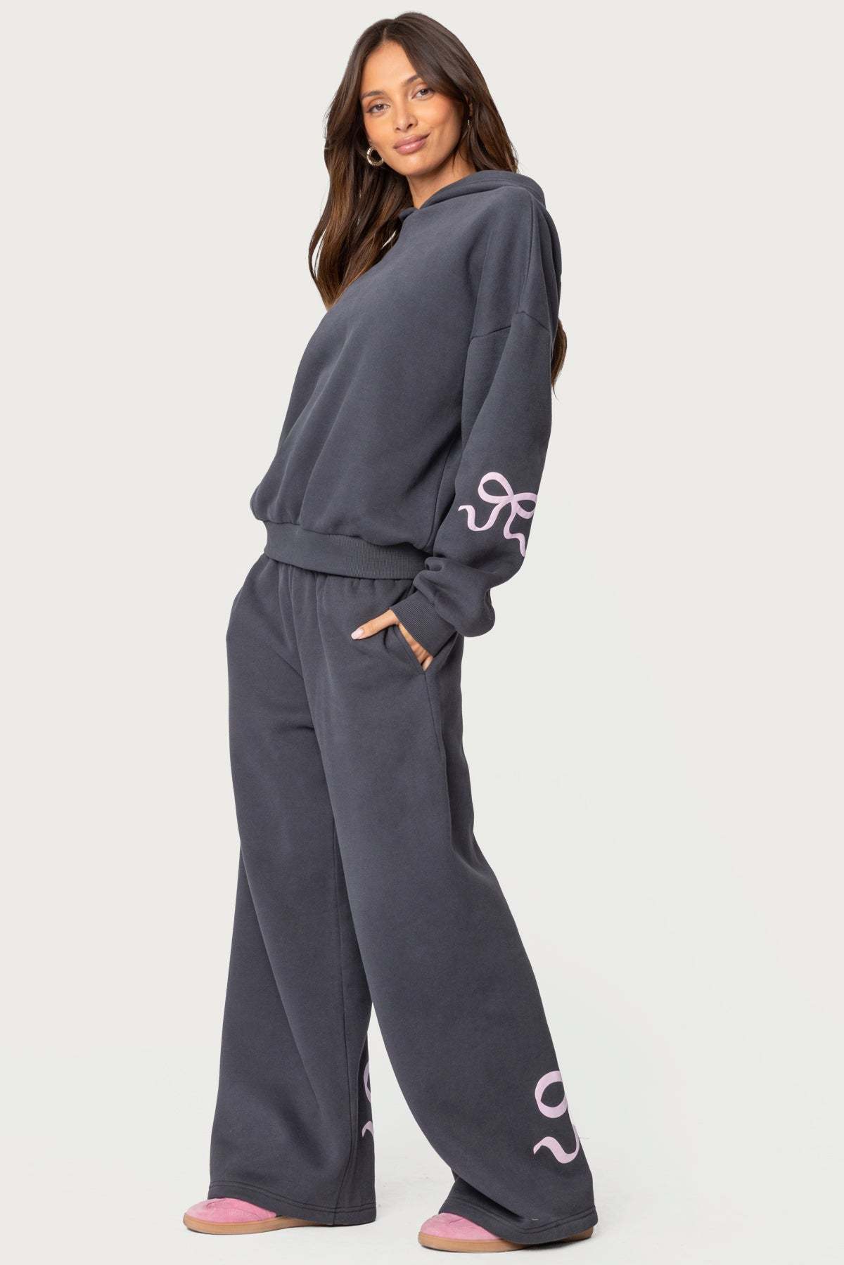Bonney Bow Detail Sweatpants - DARK GRAY