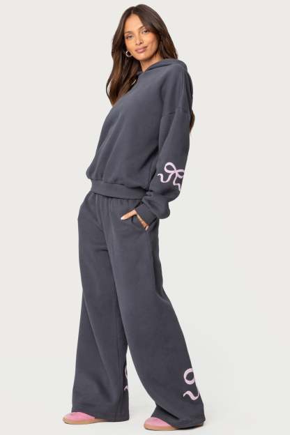 Bonney Bow Detail Sweatpants - DARK GRAY