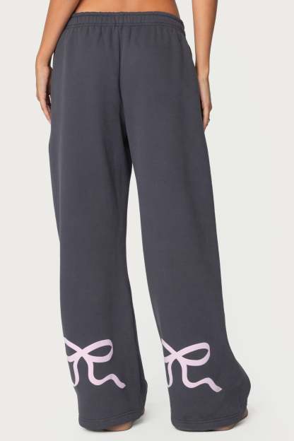 Bonney Bow Detail Sweatpants - DARK GRAY