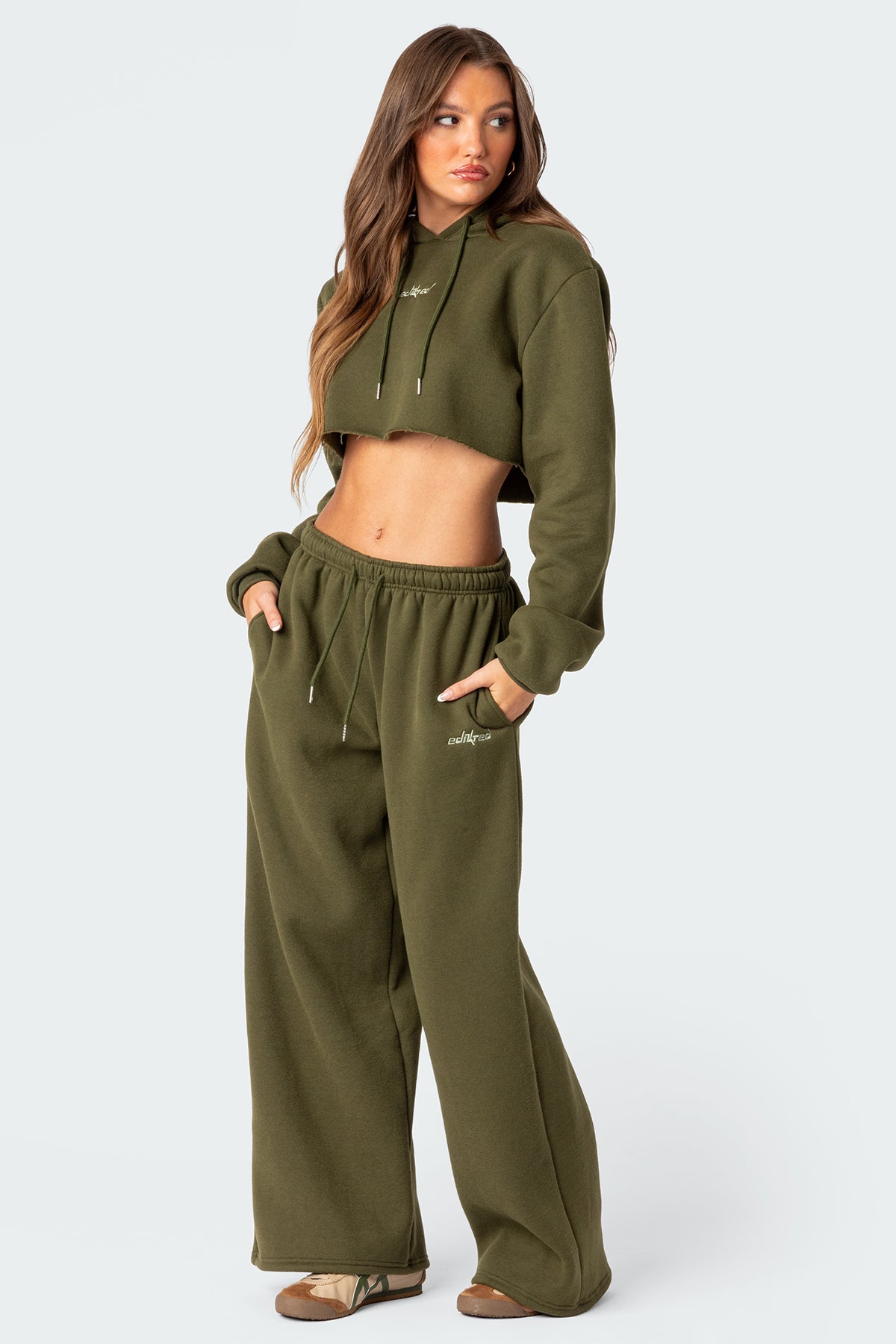 Brenna Low Rise Wide Sweatpants - OLIVE