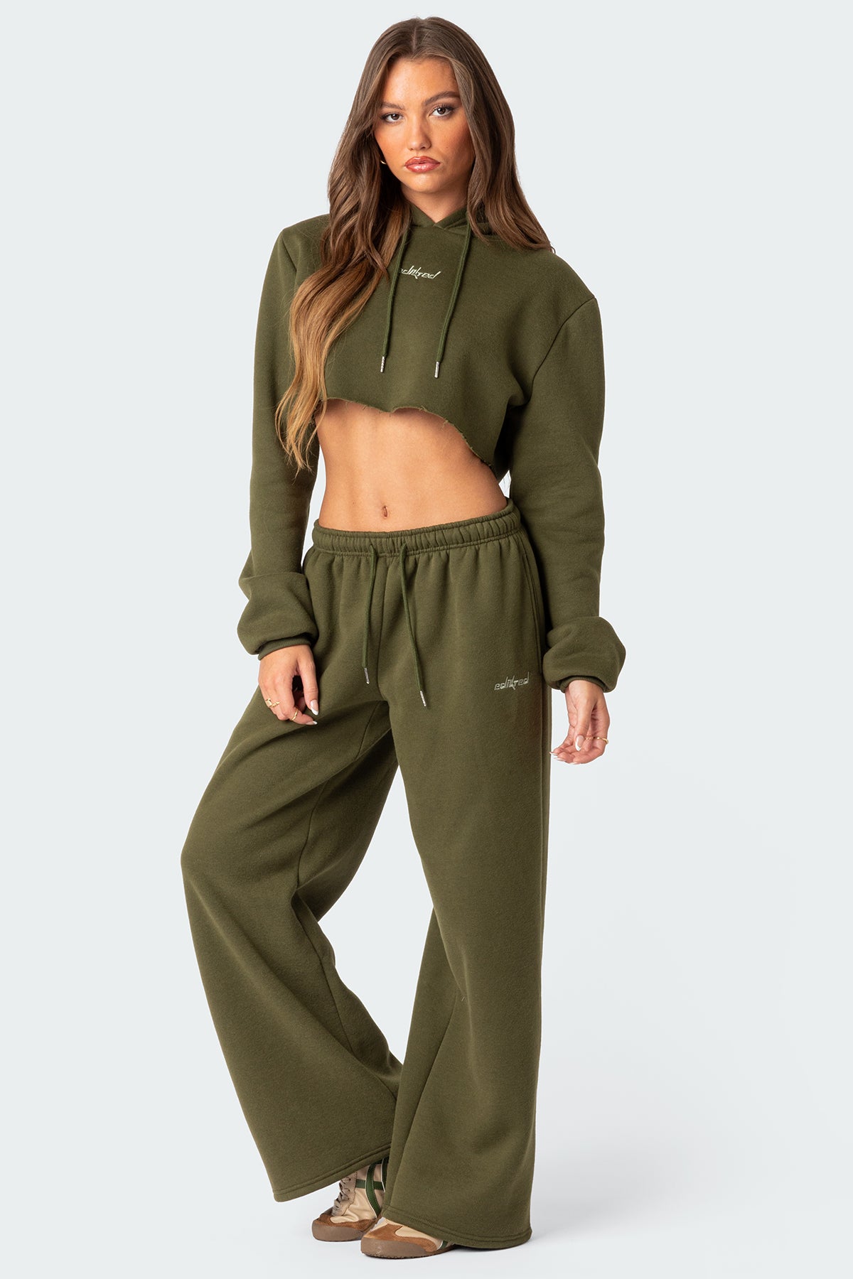 Brenna Low Rise Wide Sweatpants - OLIVE