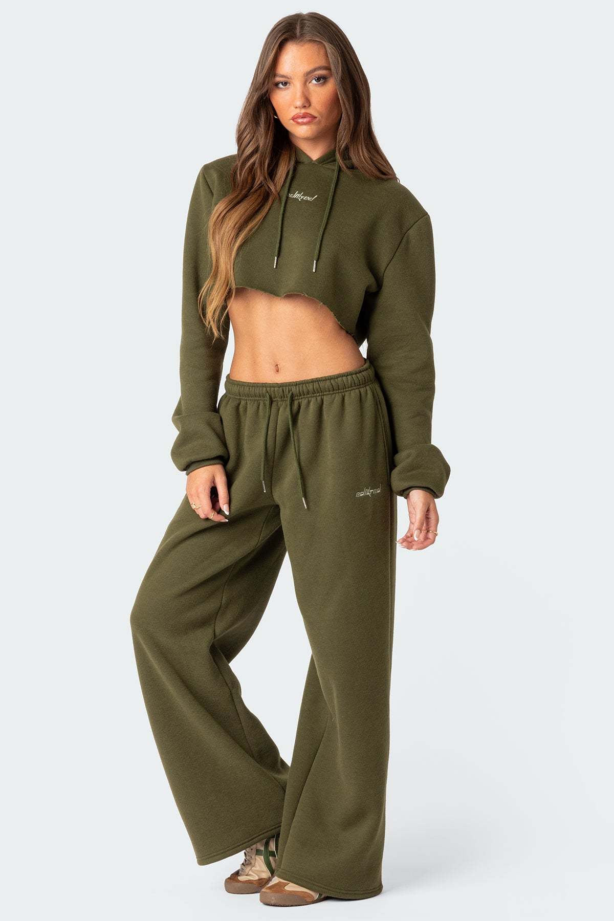 Brenna Low Rise Wide Sweatpants - OLIVE