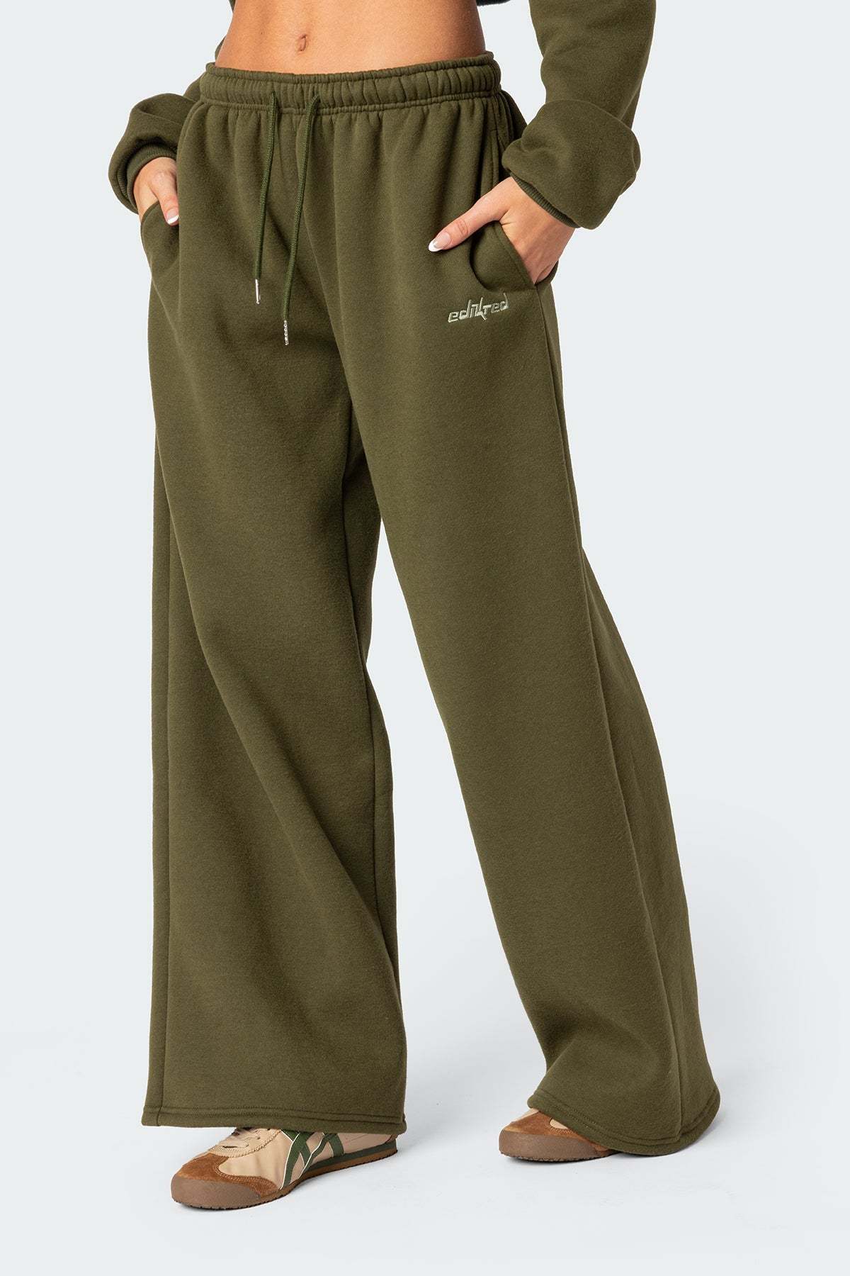 Brenna Low Rise Wide Sweatpants - OLIVE