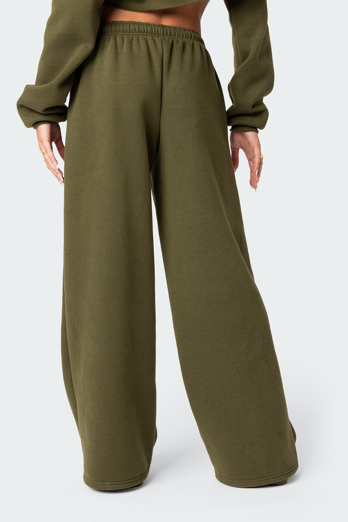 Brenna Low Rise Wide Sweatpants - OLIVE