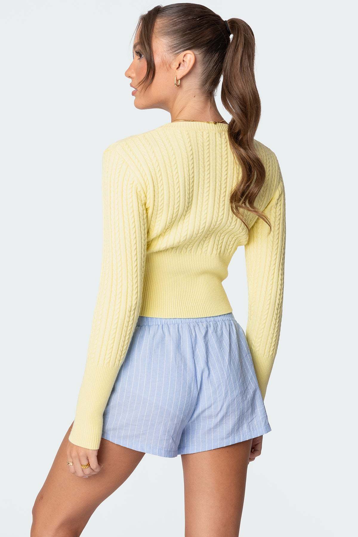 Mallory Cable Knit Sweater - YELLOW