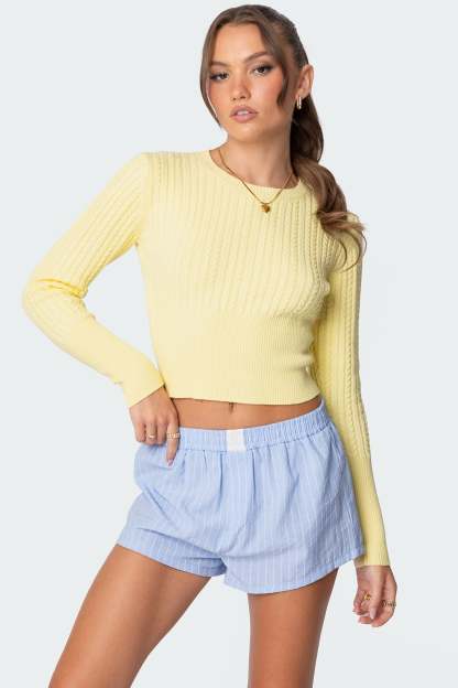 Mallory Cable Knit Sweater - YELLOW