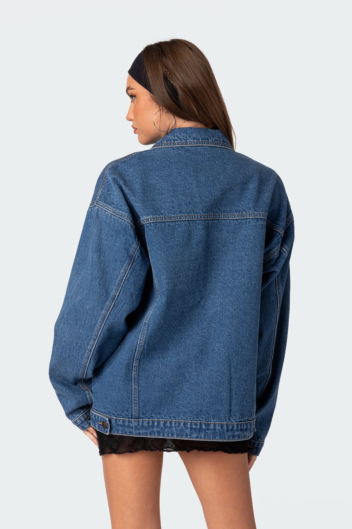 Dalia Oversized Denim Jacket - DARK BLUE