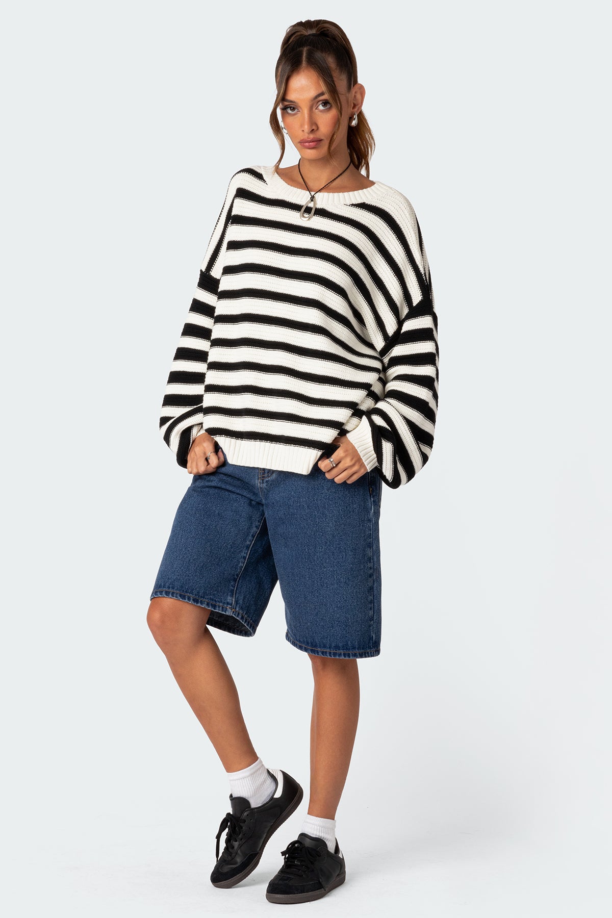 Aerin Oversized Sweater - BLACK AND WHITE