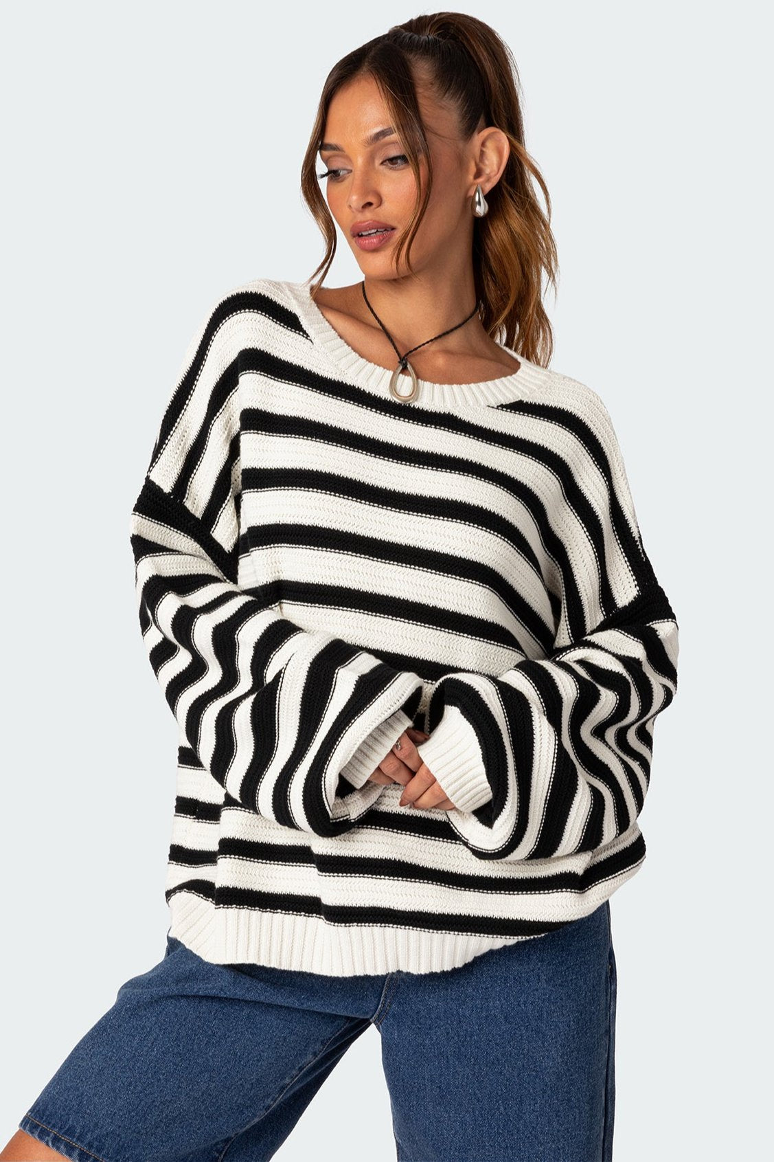 Aerin Oversized Sweater - BLACK AND WHITE