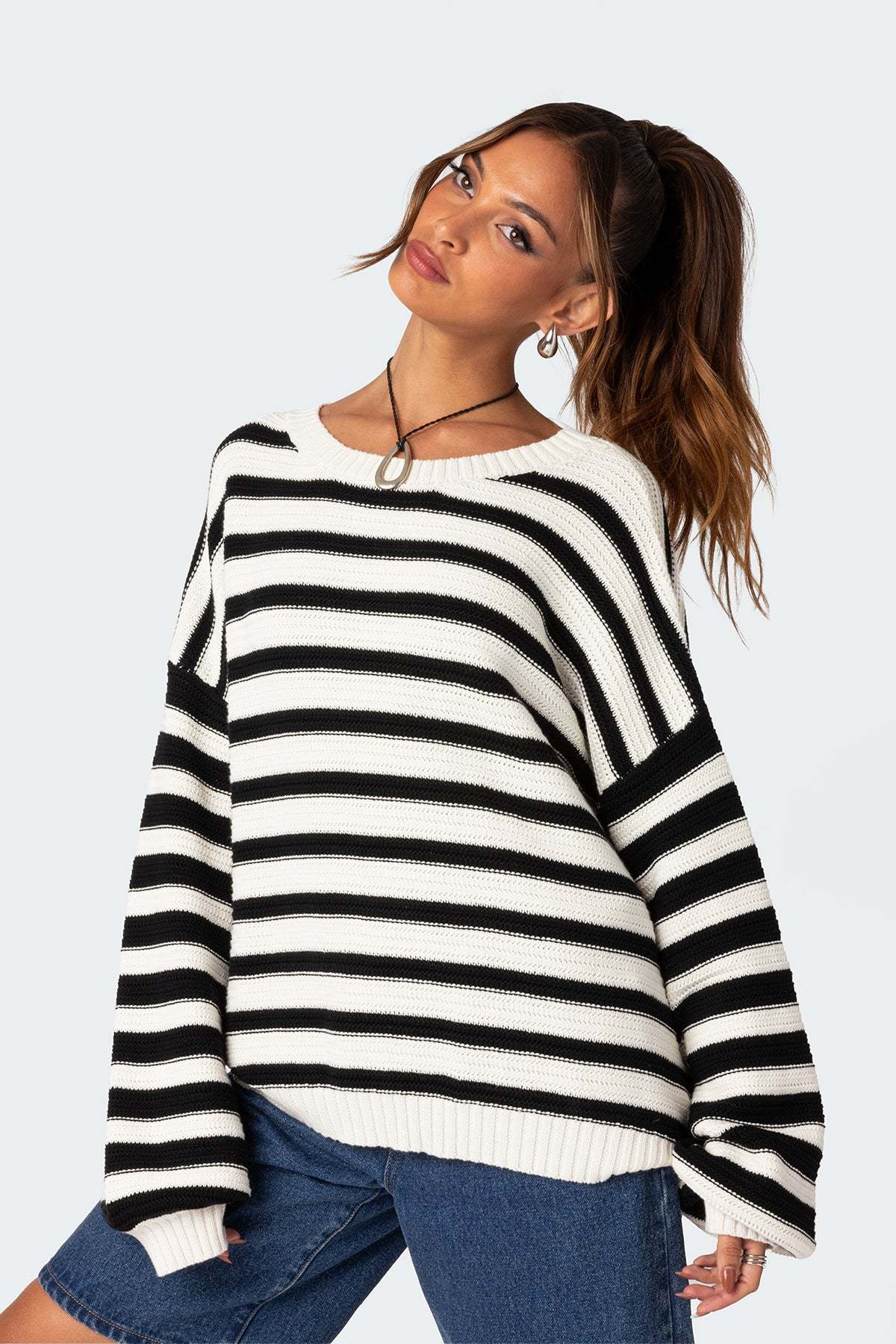 Aerin Oversized Sweater - BLACK AND WHITE