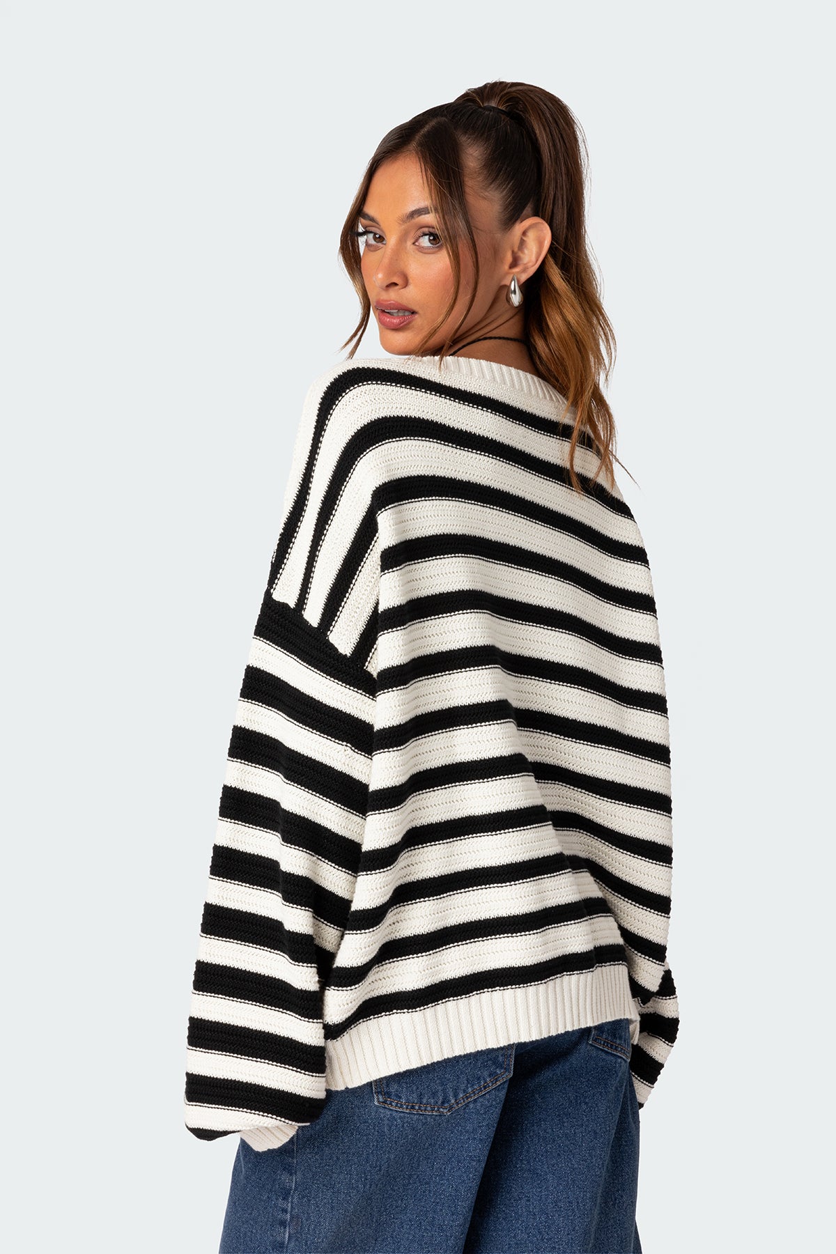 Aerin Oversized Sweater - BLACK AND WHITE
