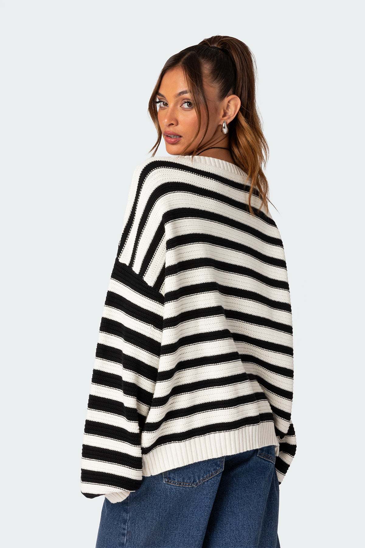 Aerin Oversized Sweater - BLACK AND WHITE