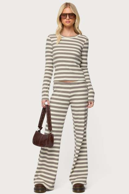 Avalie Striped Ribbed Pants - MIX
